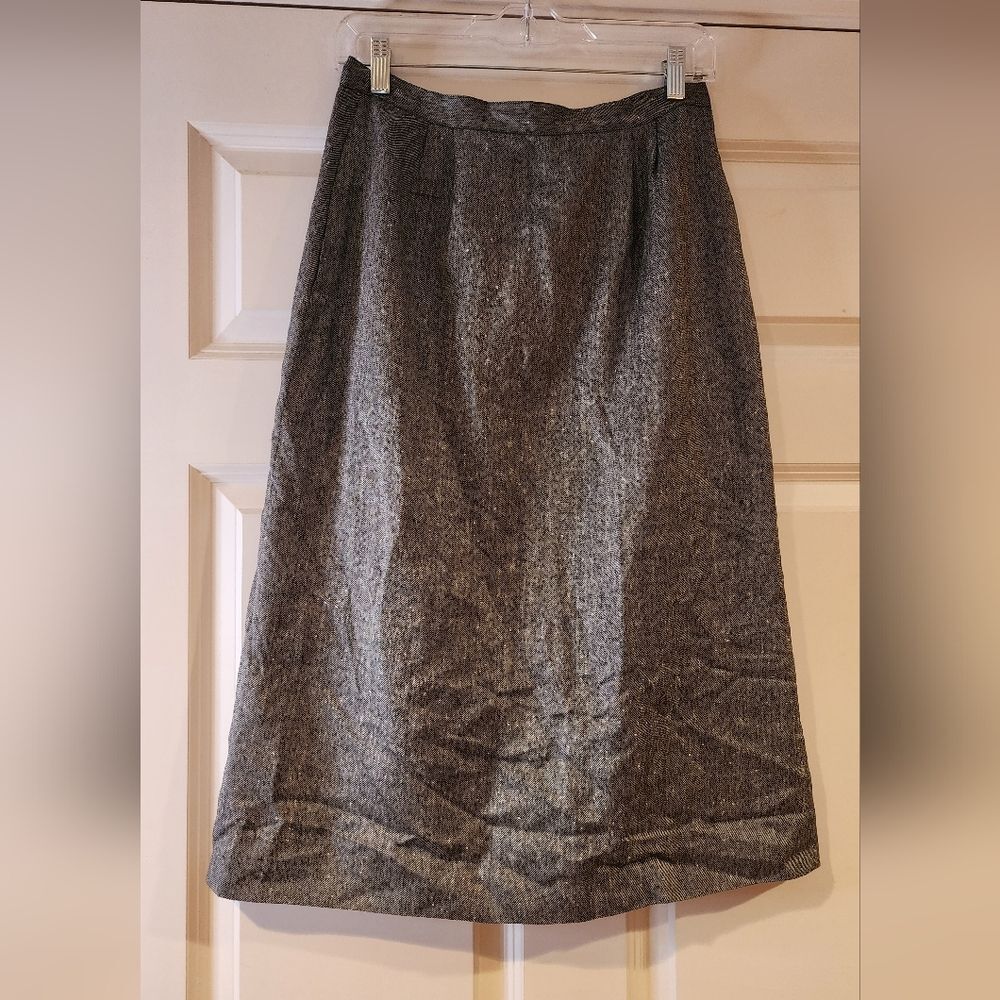 Cristina vintage gray lined zip back midi skirt size 11/12